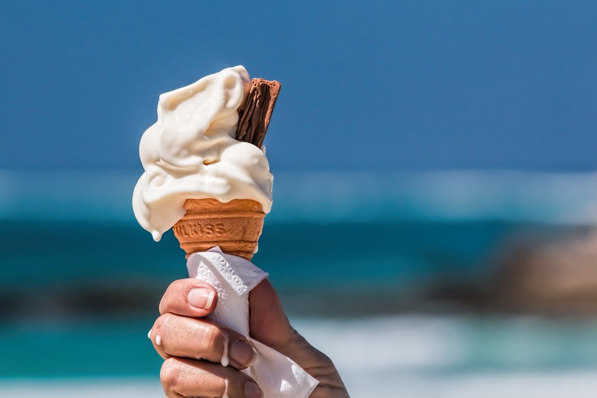 ice cream, ice cream cone, melting ice cream, warm, hot weather