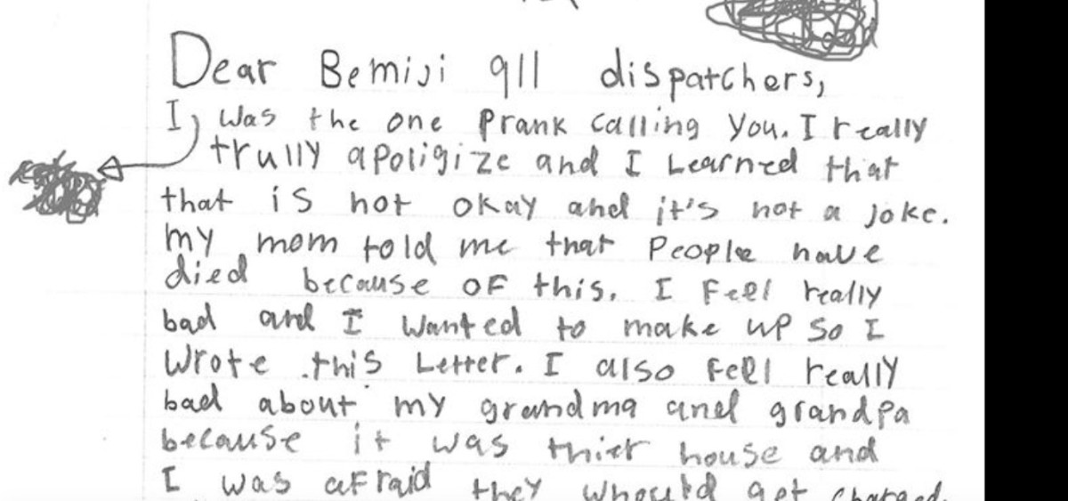 Kid Sends Apology Note After Prank Calls To Minnesota Sheriff S