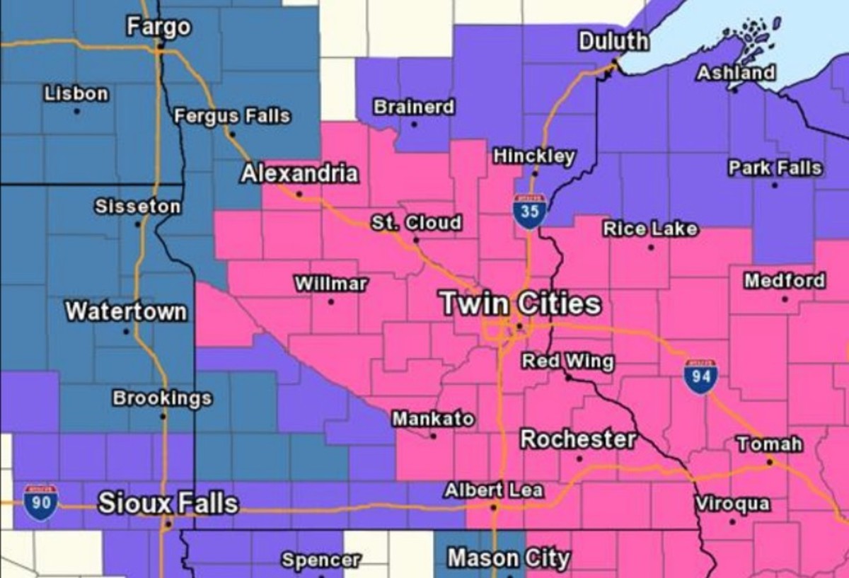 Pink shade is the winter storm warning. 