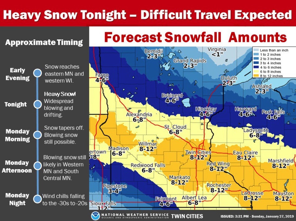 Winter storm update Snowfall totals could reach a foot in the Twin