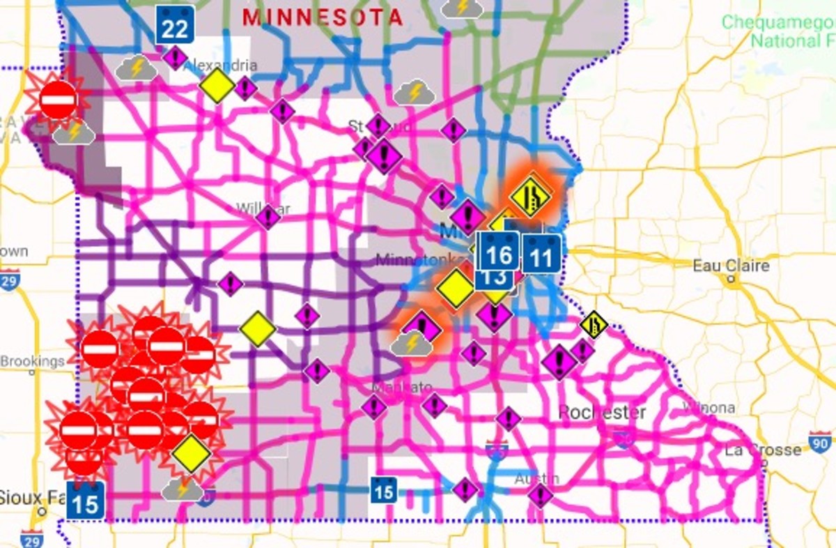 Crashes and closures on Minnesota roads as of 8:30 a.m.