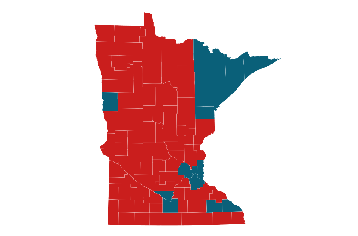 2020 Election Results Per County Map