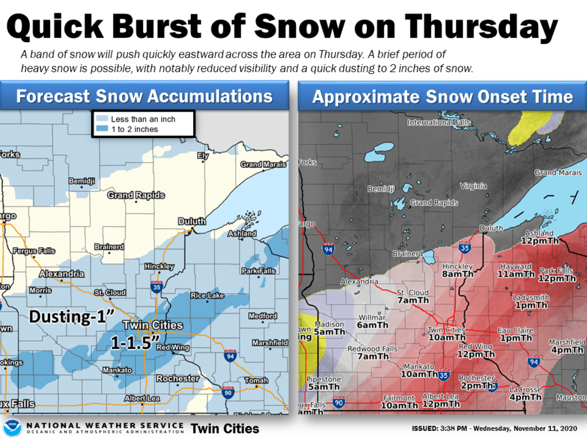 Nov. 11 Novak Weather More snow moves through MN Thursday Bring Me