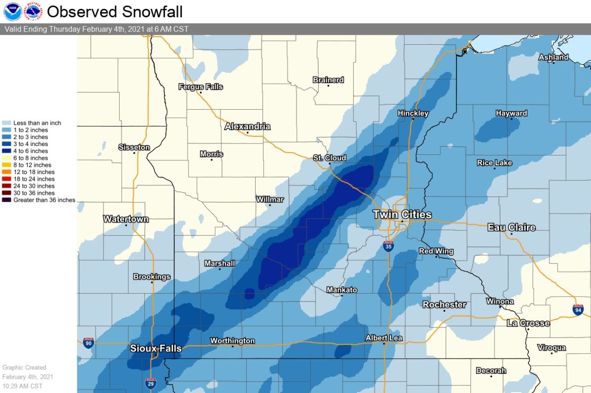 Feb 4 Weather With Sven Snow Totals From Thursday Storm Bring Me The News