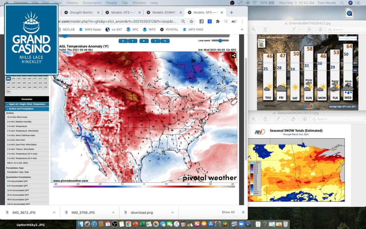 Mar. 3 Novak Weather Pattern change on horizon, a return to winter