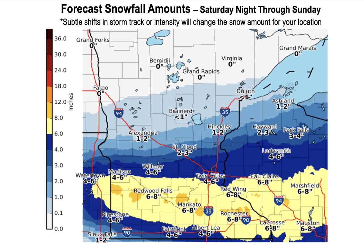 Plowable snow in the forecast this weekend in southern Minnesota ...