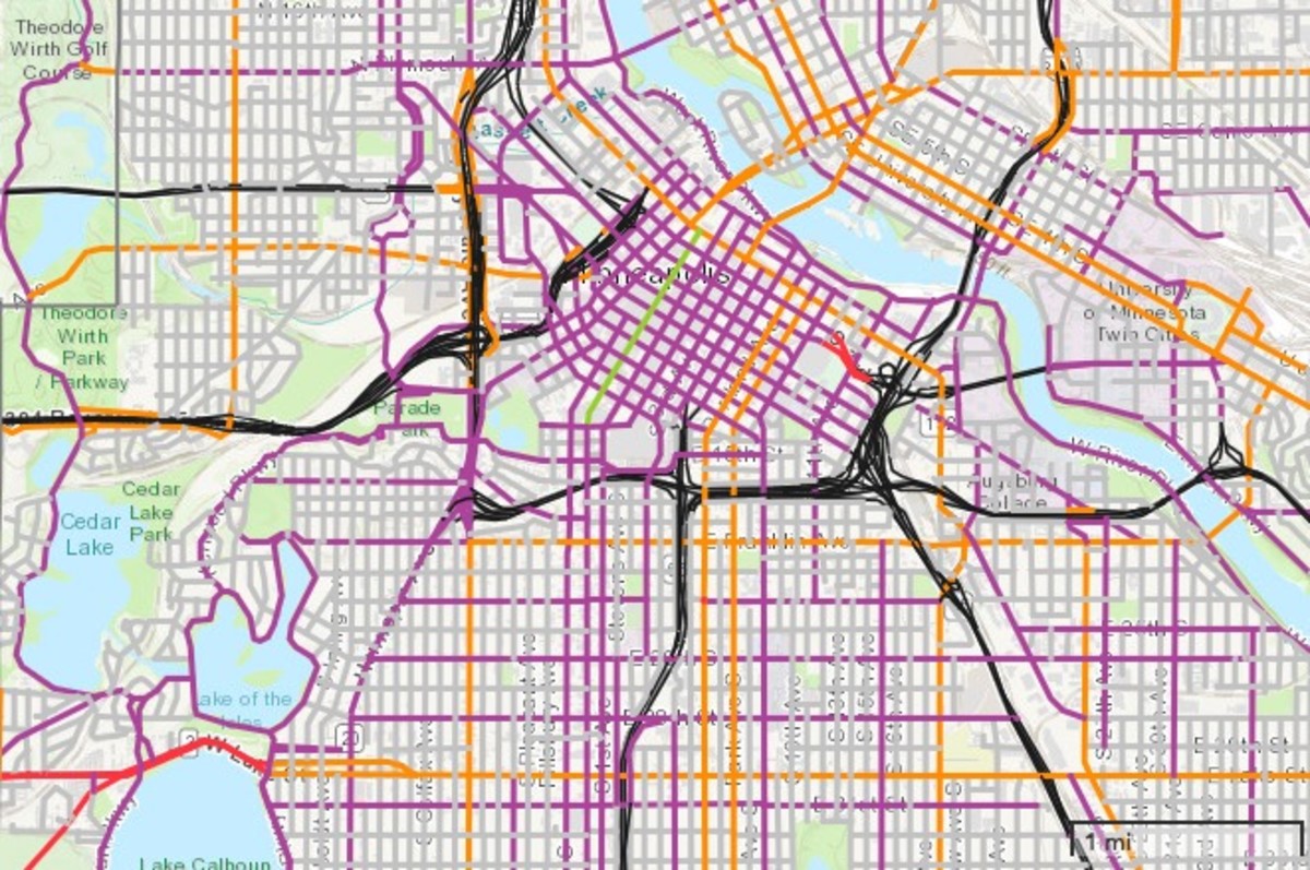 Pale-colored streets will have 20 mph limits, purple will have 25 mph, and orange 30 mph.
