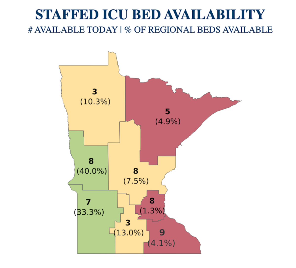 Staffed ICU bed availability as of Sept. 29, 2021. 