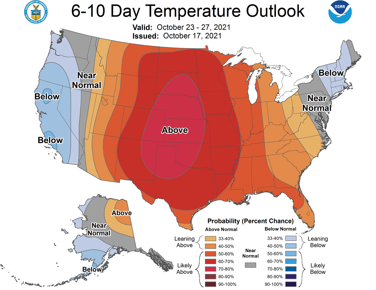 Above average temps are expected Oct. 23-27. 