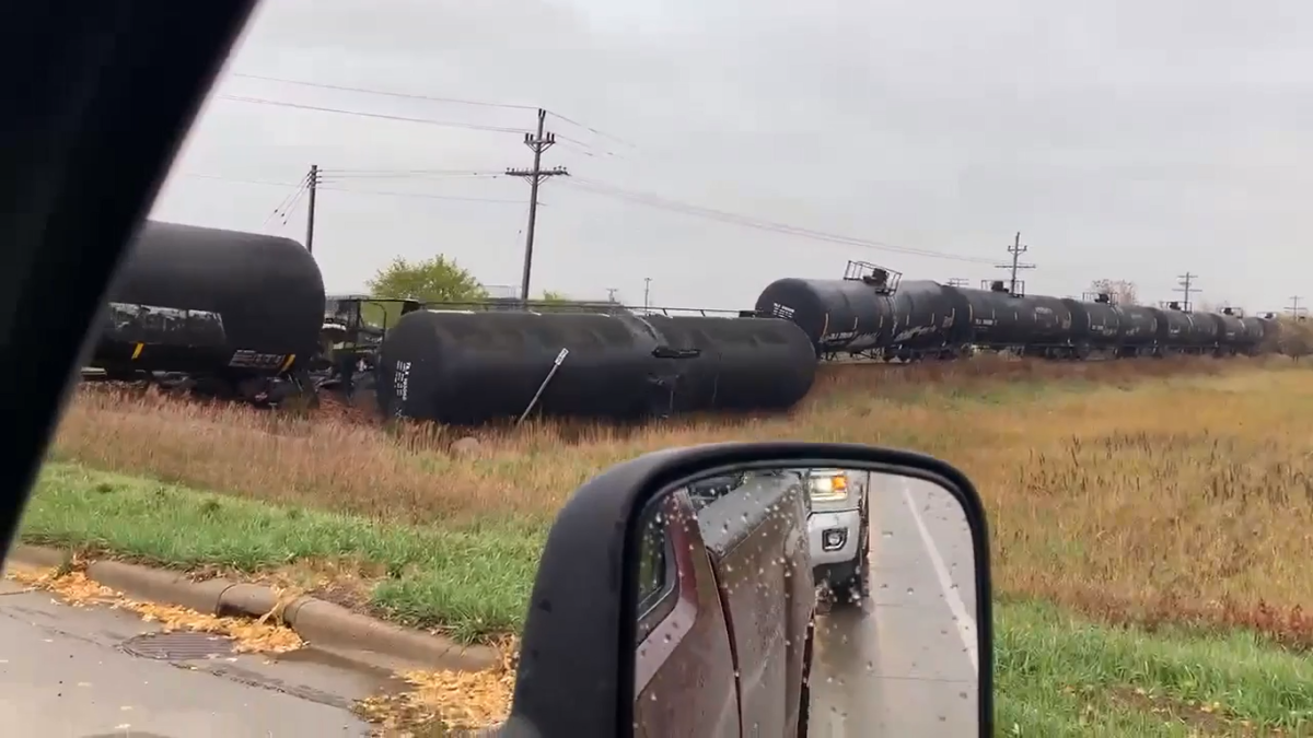 'Let's get the f*** out of here' Video shows moment train derails in