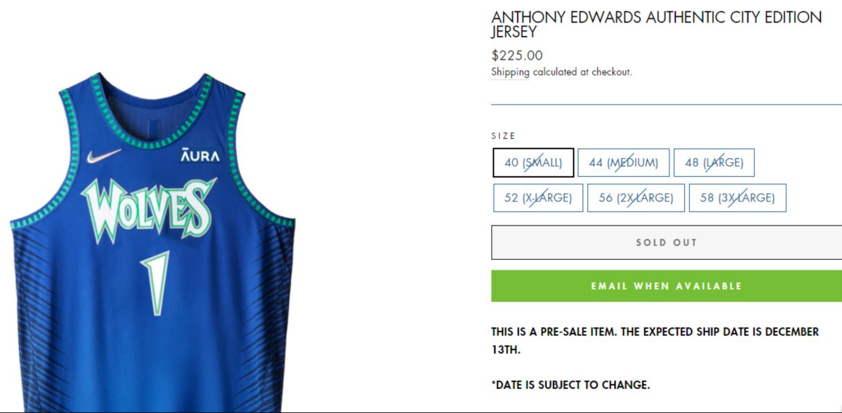 Anthony Edwards Minnesota Timberwolves 2021 Game Worn Jersey