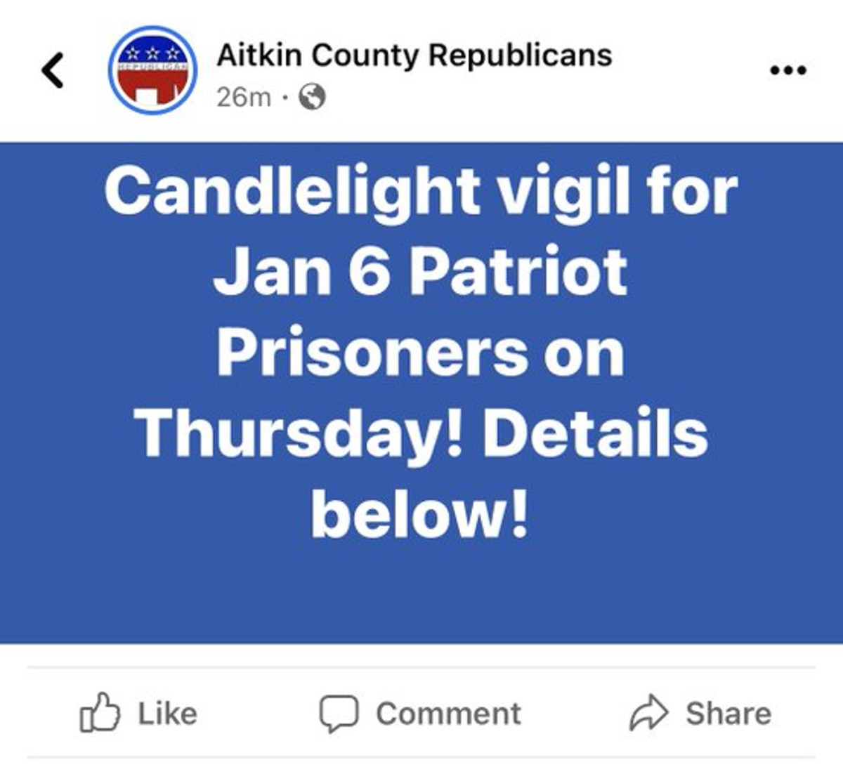 Spotlight on Aitkin County Republicans group over Jan. 6 'candlelight vigil' post Bring Me The