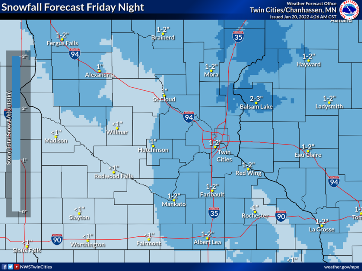 Here's the NWS snowfall forecast for Friday night. 