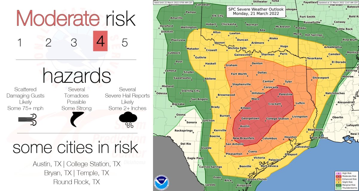 Monday's severe weather risk area. 