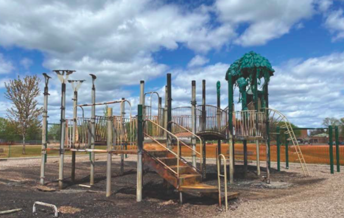 Playground destroyed by fire.