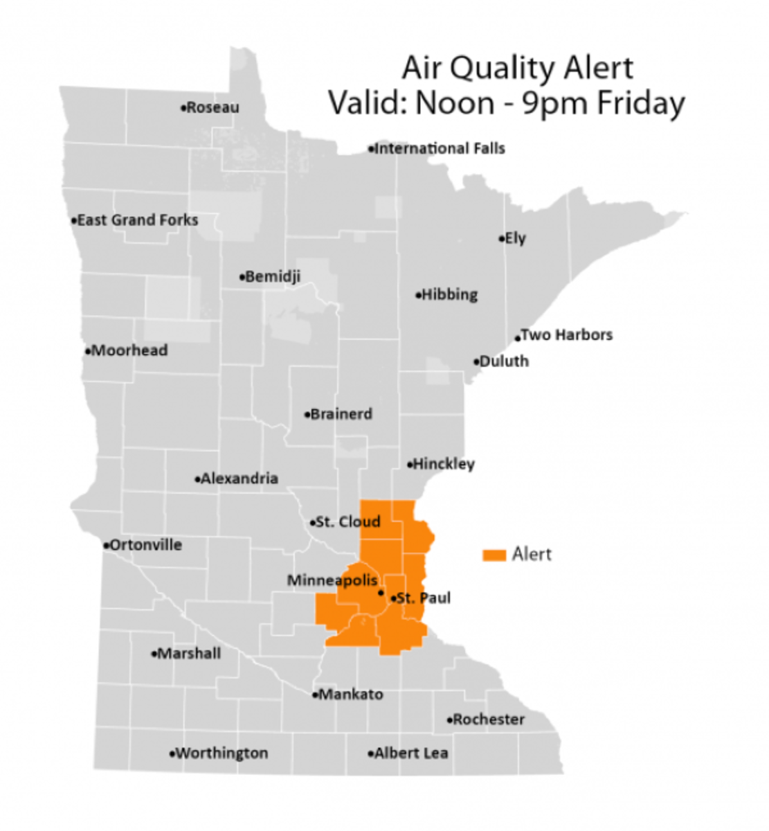 Air quality alert in Twin Cities, high fire risk in Minnesota Friday