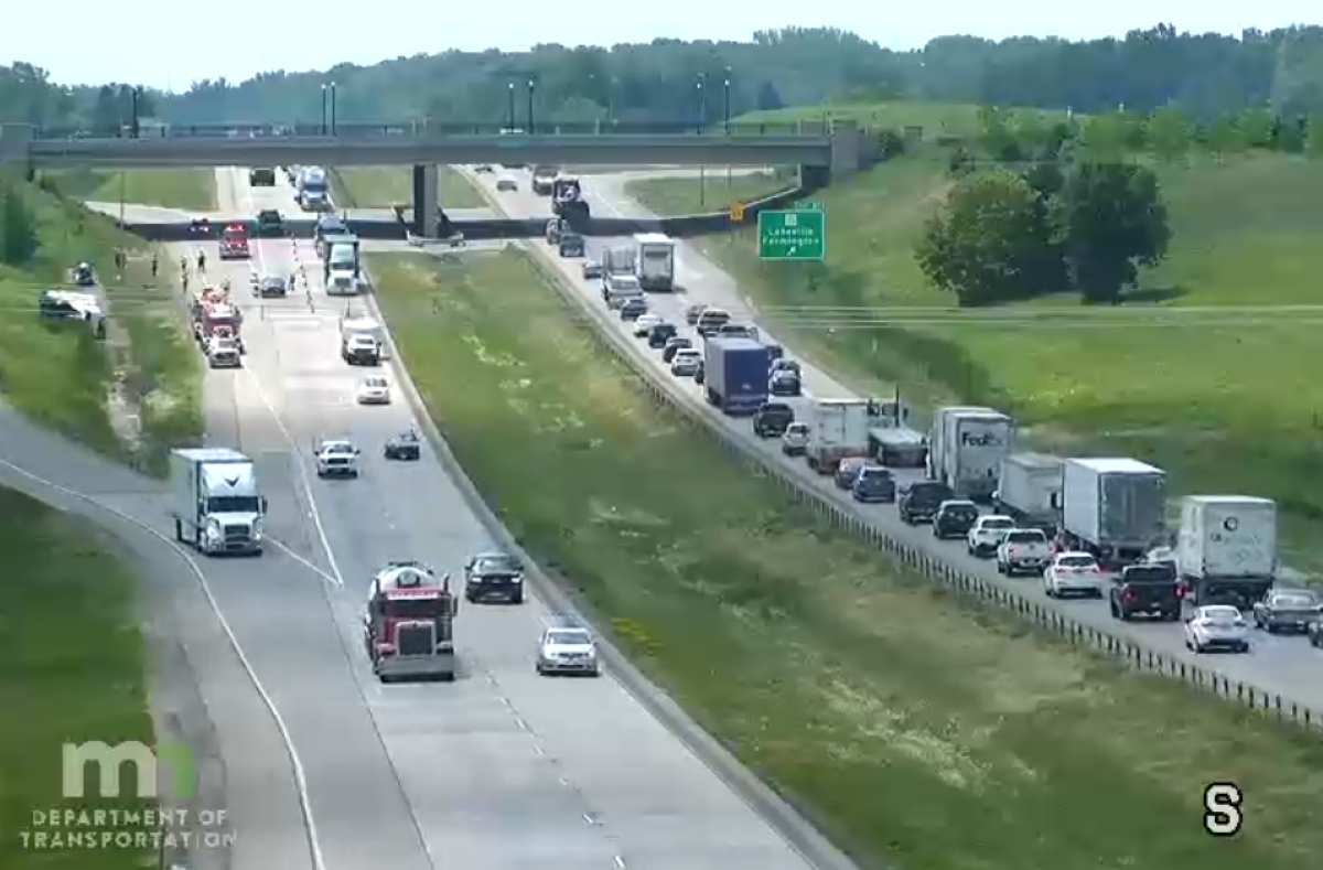 Multiple emergency vehicles respond to crash on I35 in Lakeville