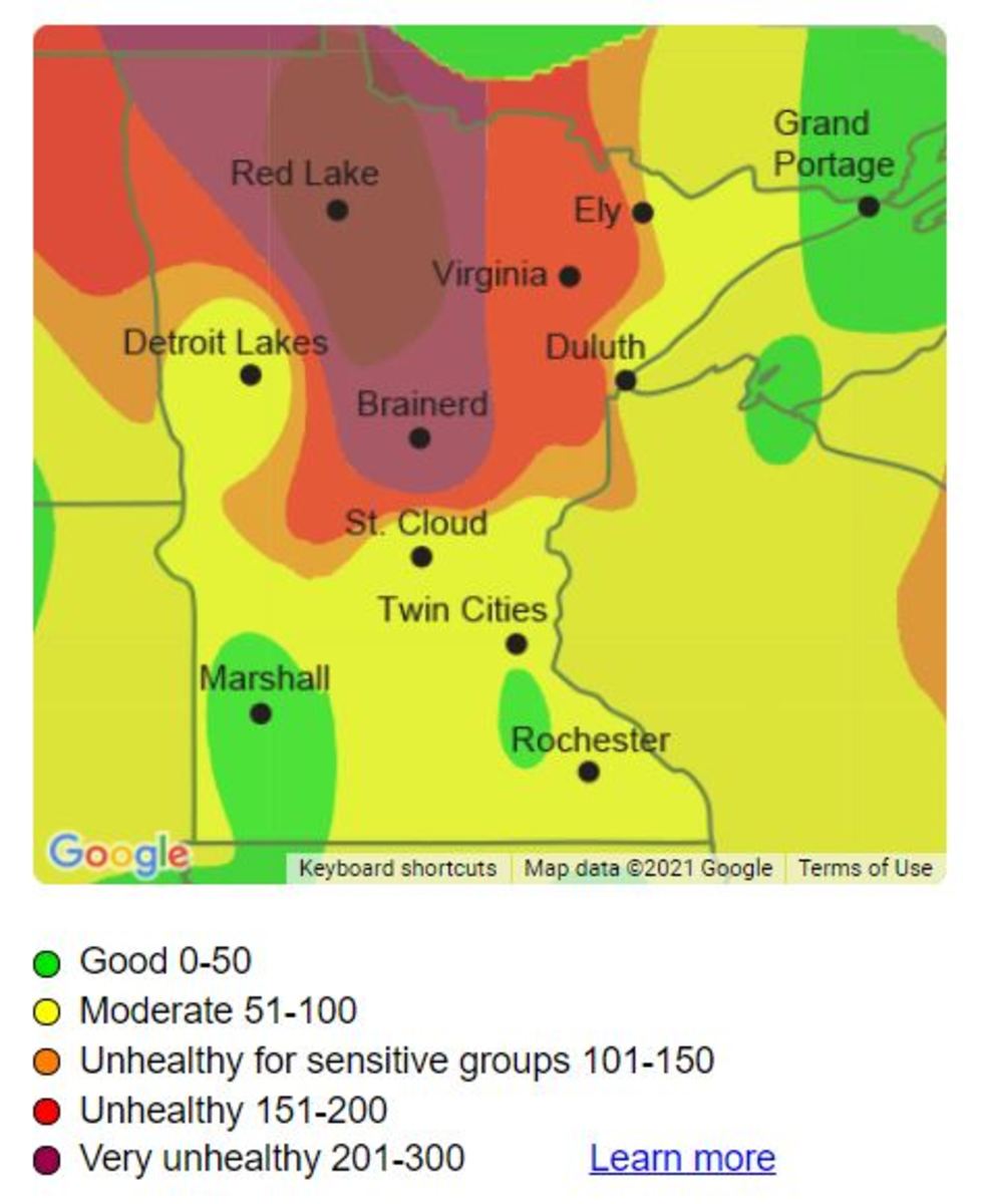 Air quality conditions as of 11 a.m., July 20, 2021.