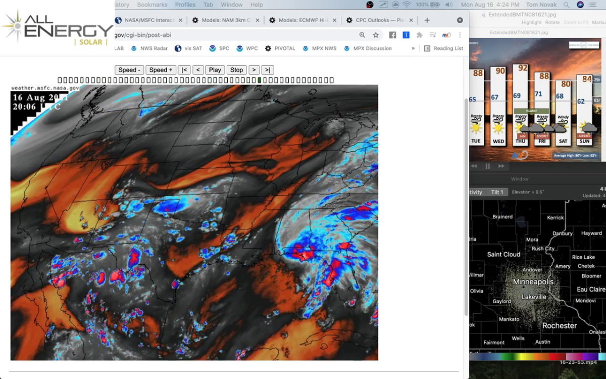 Aug. 16 Novak Weather Potential for storms, significant rain in