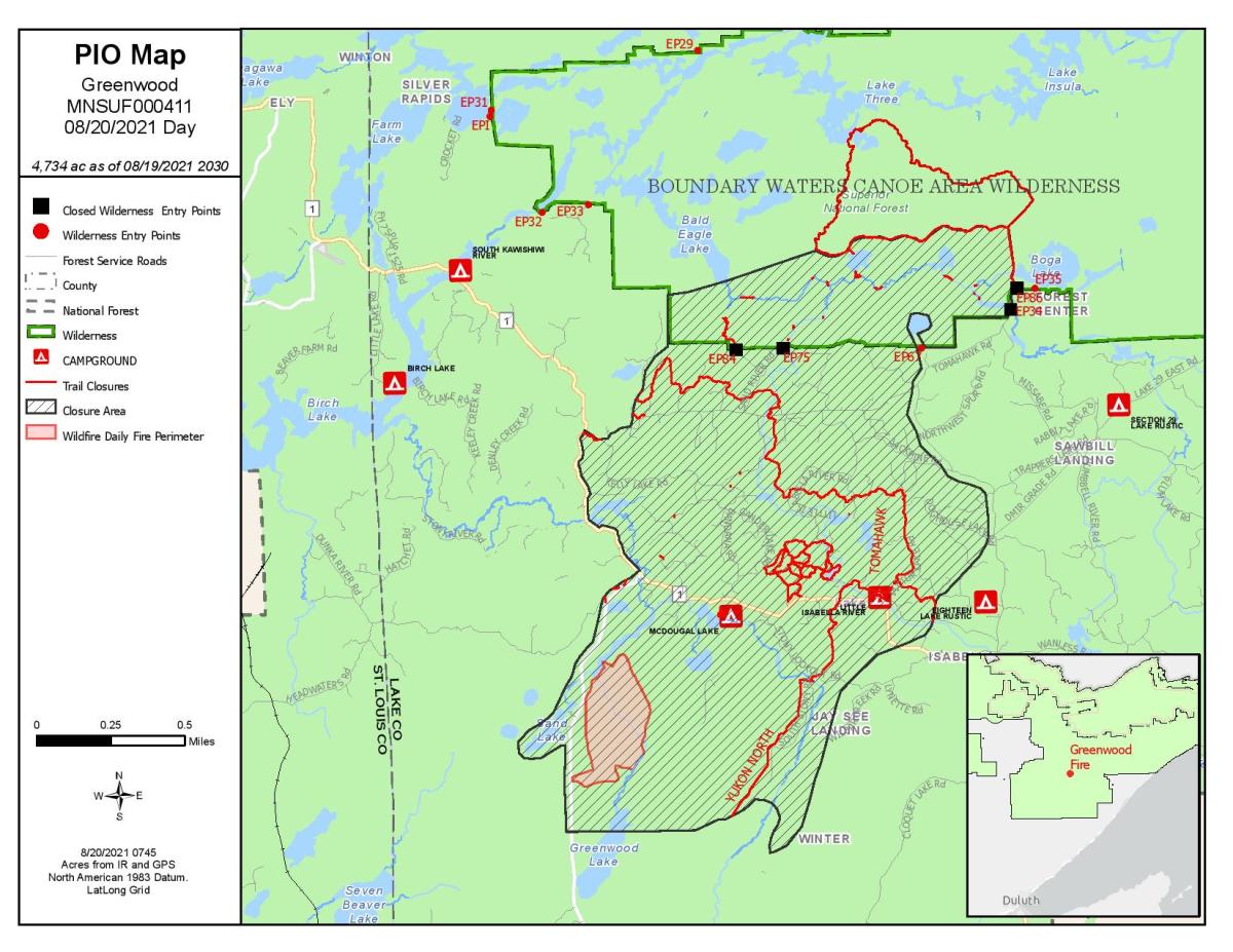 The MNICS fire map as of Friday morning.