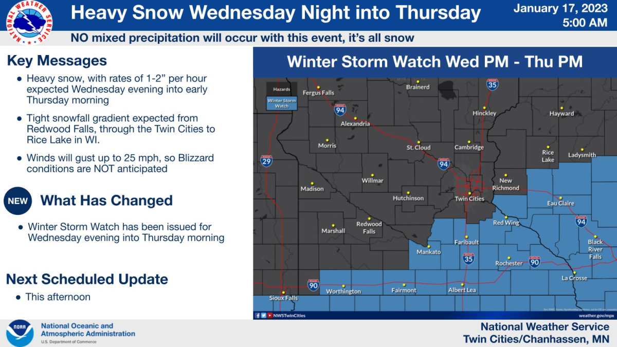 Heavy snow threat prompts winter storm watch in southern Minnesota ...