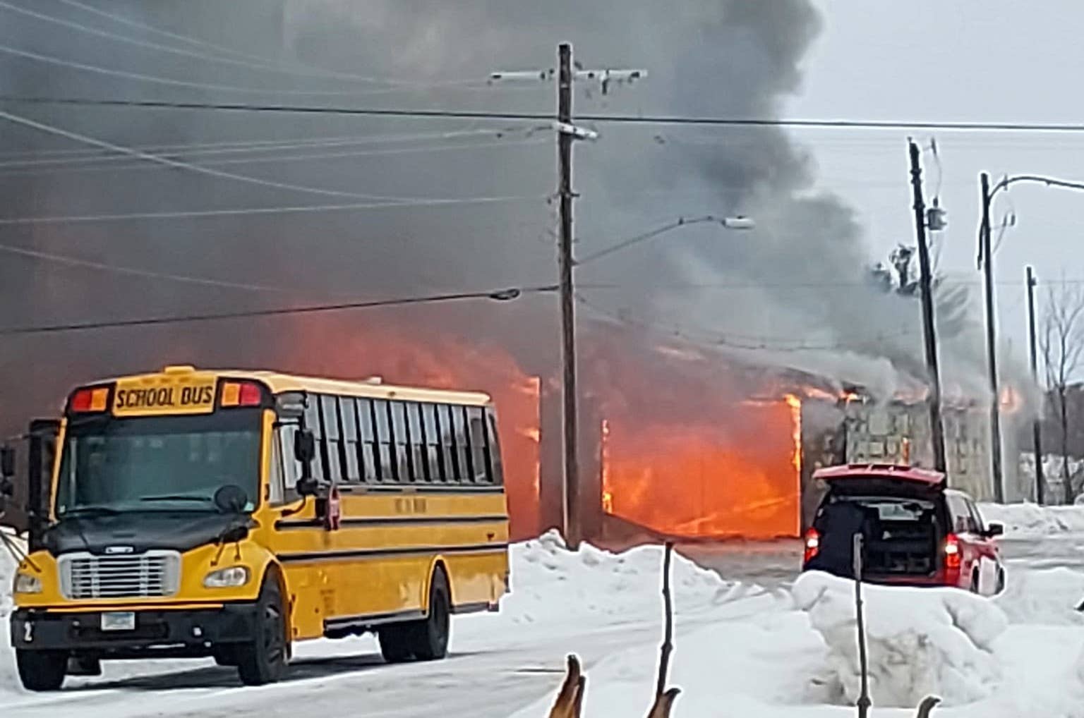Massive fire destroys school buses, garage in Isanti County - Vimarsana News