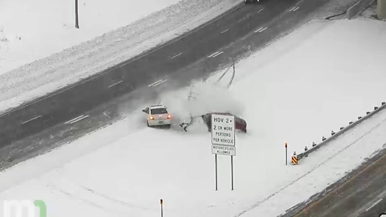Watch: Driver sent airborne after being struck by sliding car - Vimarsana News