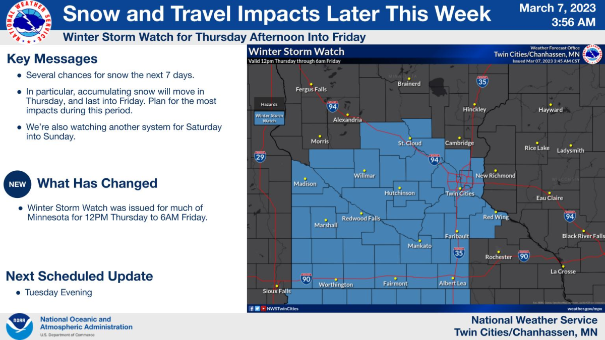 Minnesota weather: Winter storm watch ahead of Thursday-Friday ...