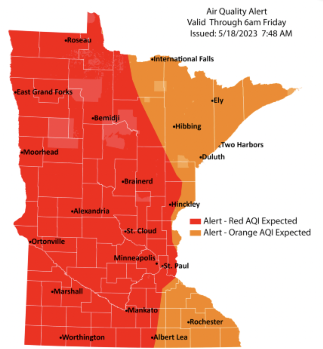 Some of the worst air quality on the is in Minnesota Thursday