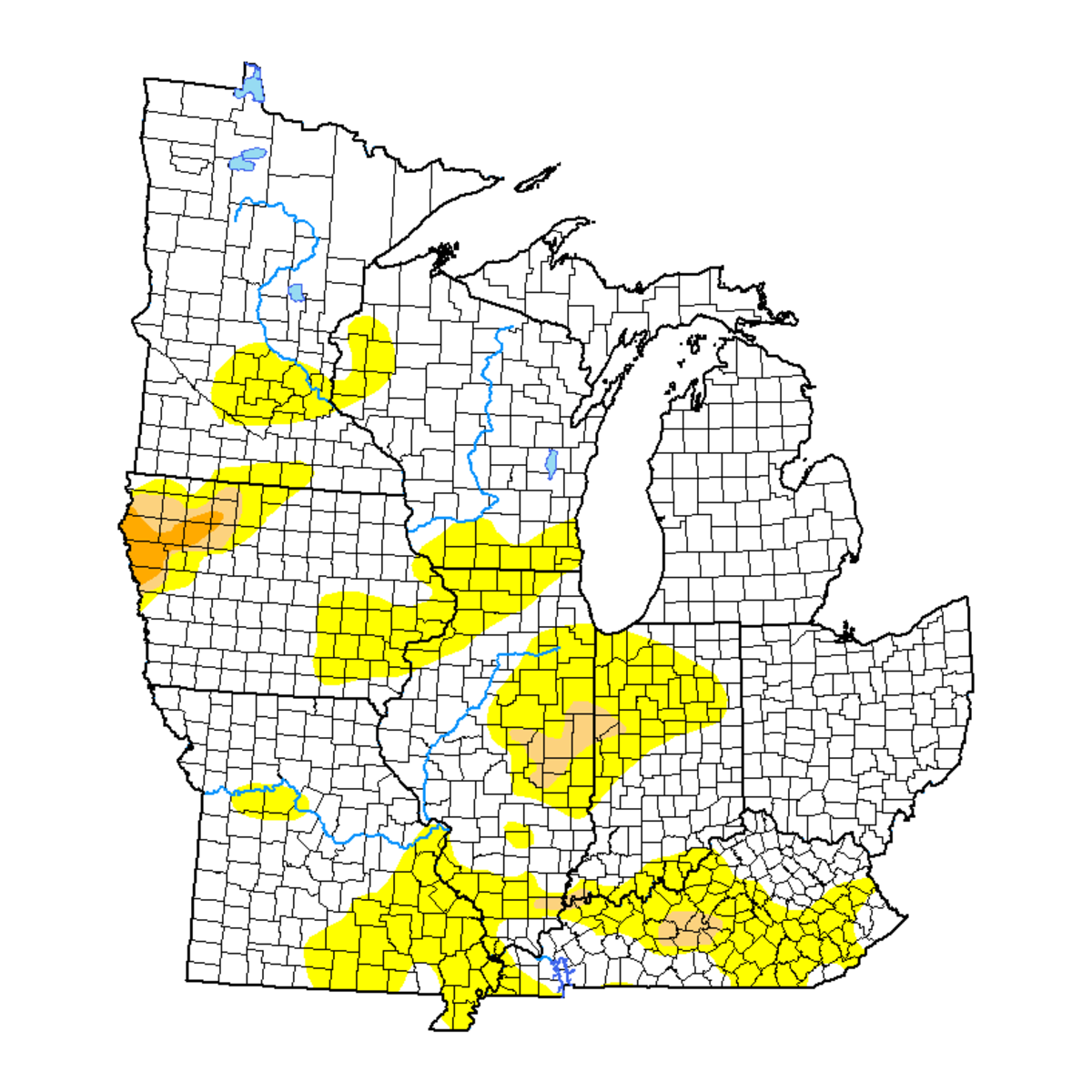 Through June 21 the Twin Cities was experiencing abnormally dry conditions. 