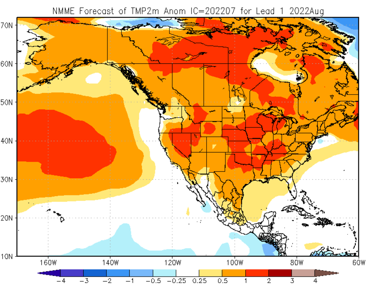 August 2022 forecast from the NMME model.