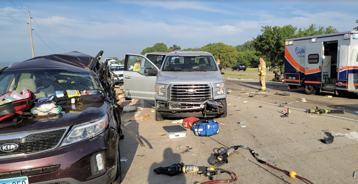 Semi truck and car crash, sending 12-year-old to hospital