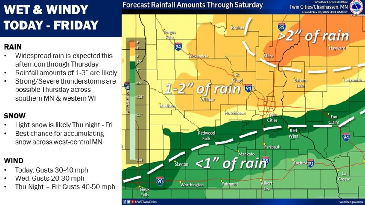 Winter Storm Watches Issued In Minnesota Ahead Of Snow; Latest On Rain ...