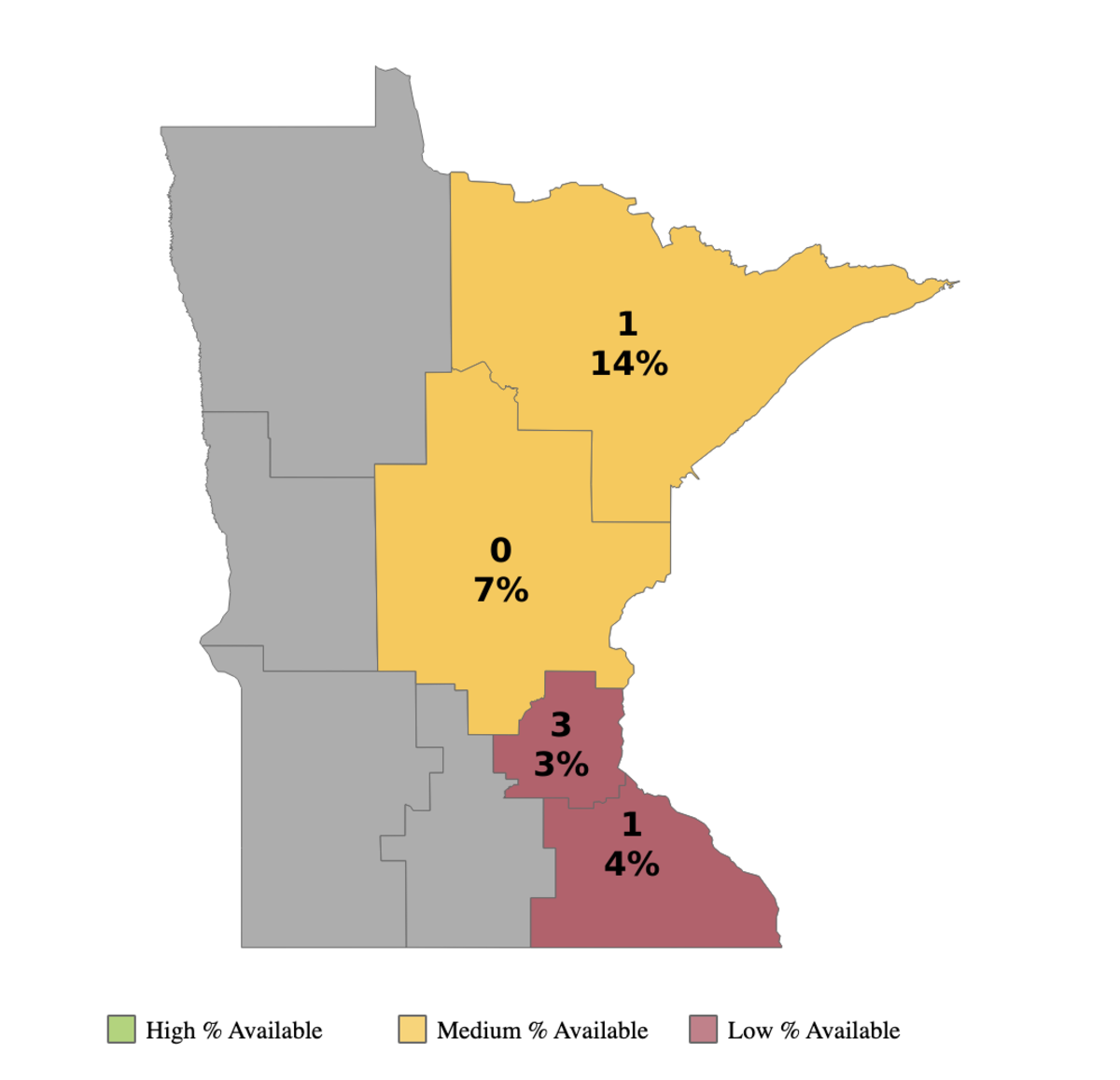 Pediatric Intensive Care Unit bed availability, 7-day average. Minnesota Department of Health. 