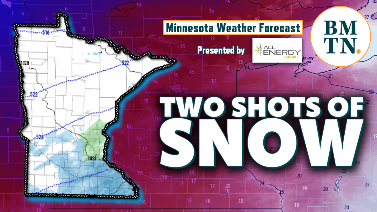 Minnesota weather forecast Two shots of snow as a bitter cold, hard