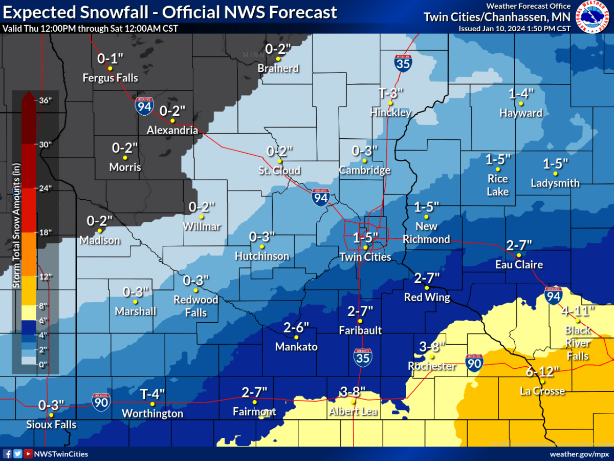 Twin Cities in winter storm watch; 3-5 inches of snow possible from ...