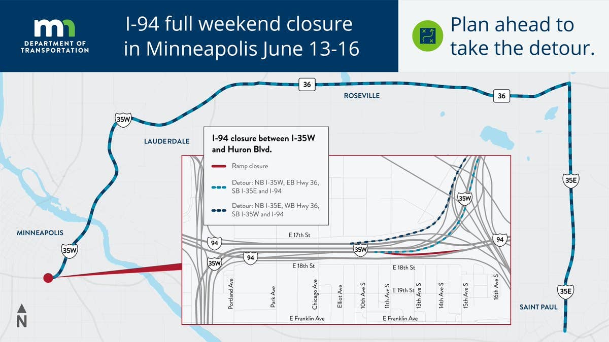 MnDOT will close I-94 in both directions over the weekend - Bring Me