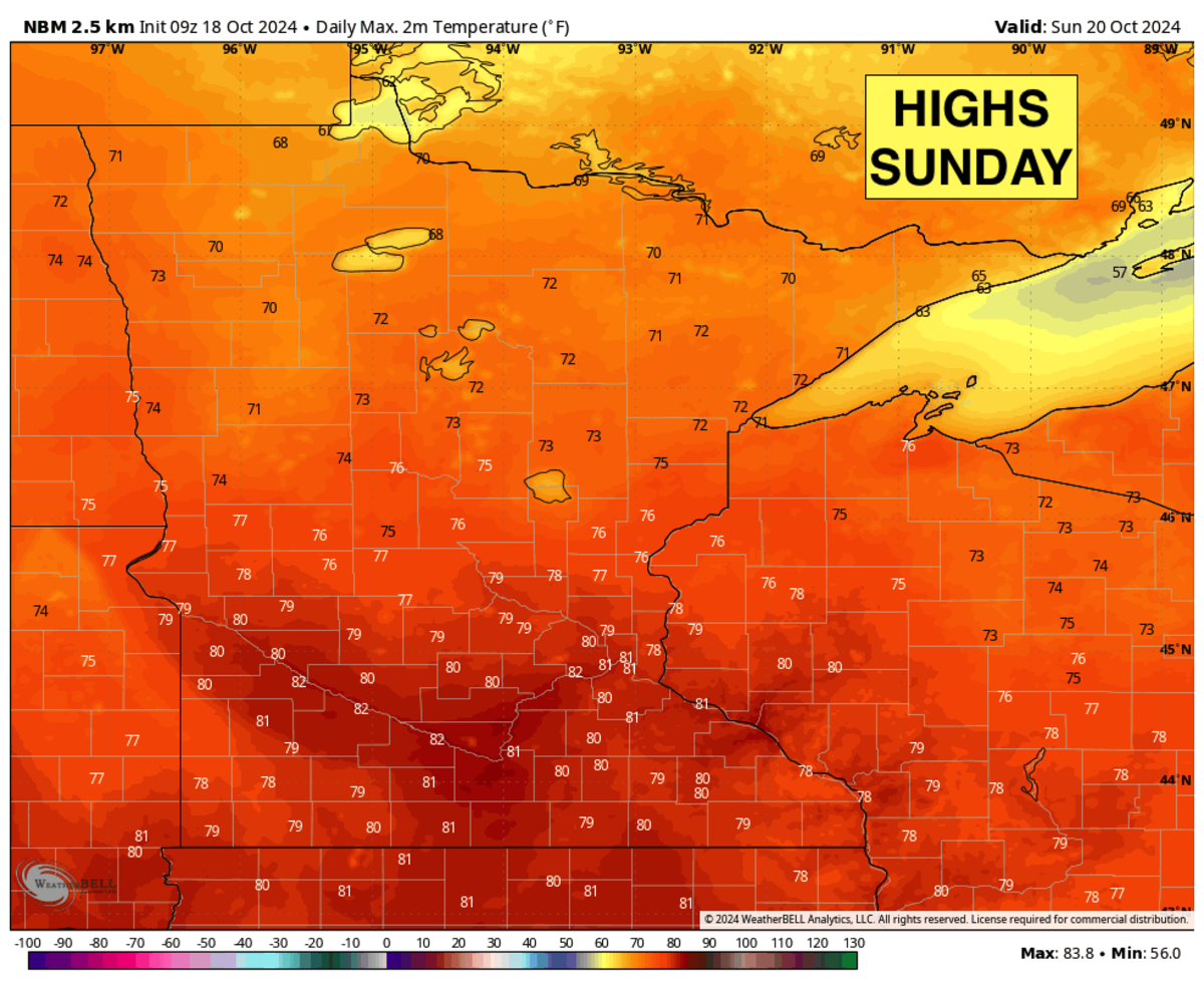 Chance of hitting 80F in Minnesota this weekend Bring Me The News